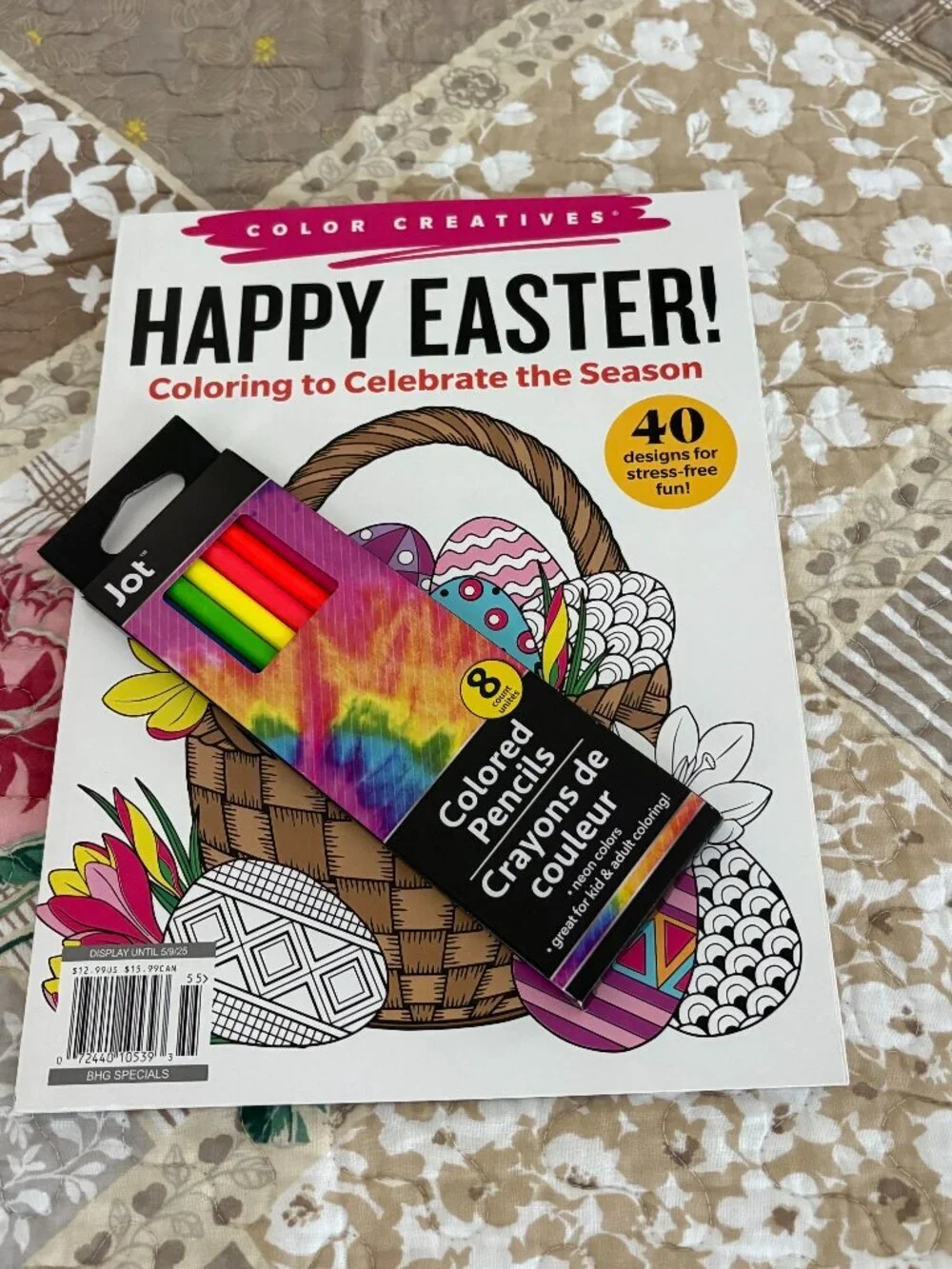 Color Creative Happy Easter Coloring to Celebrate the Season & 8 Colored Pencils